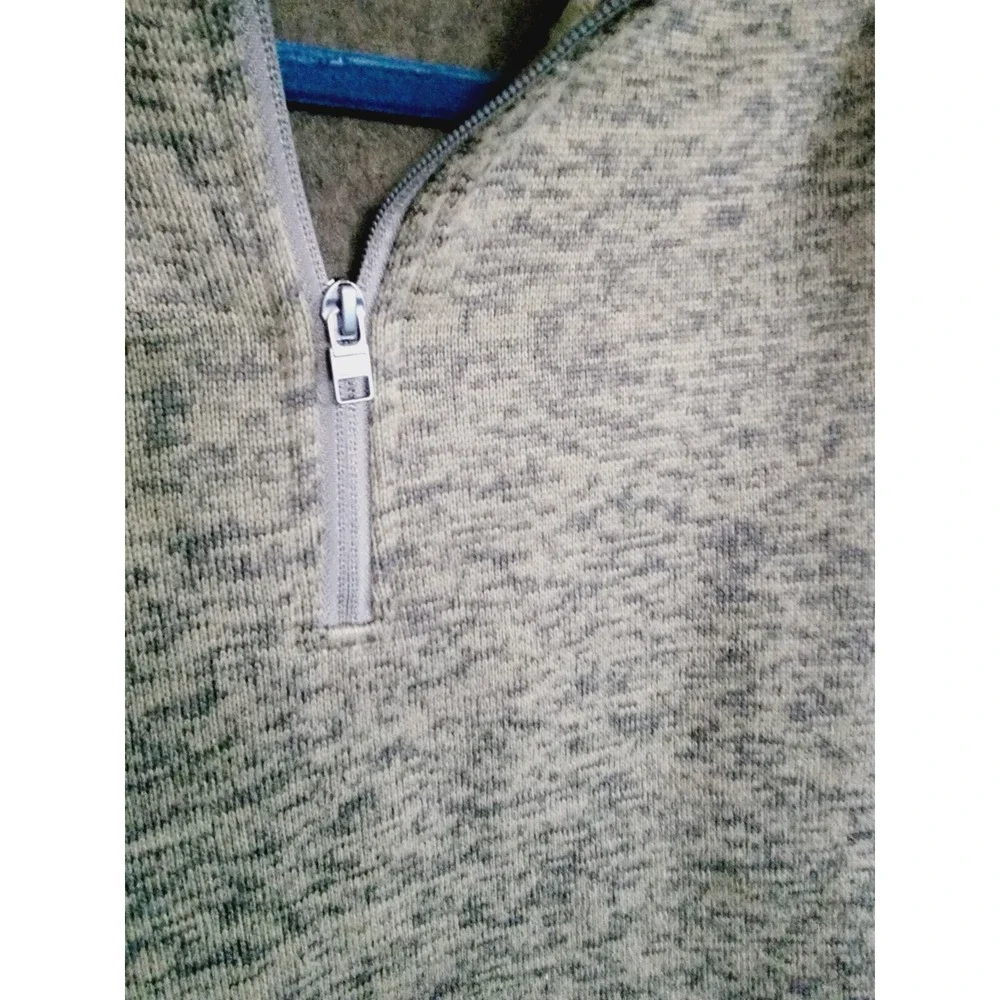 Lands End Mens XL Quarter Zip Fleece Pullover Sweater Olive‎ Green Heather